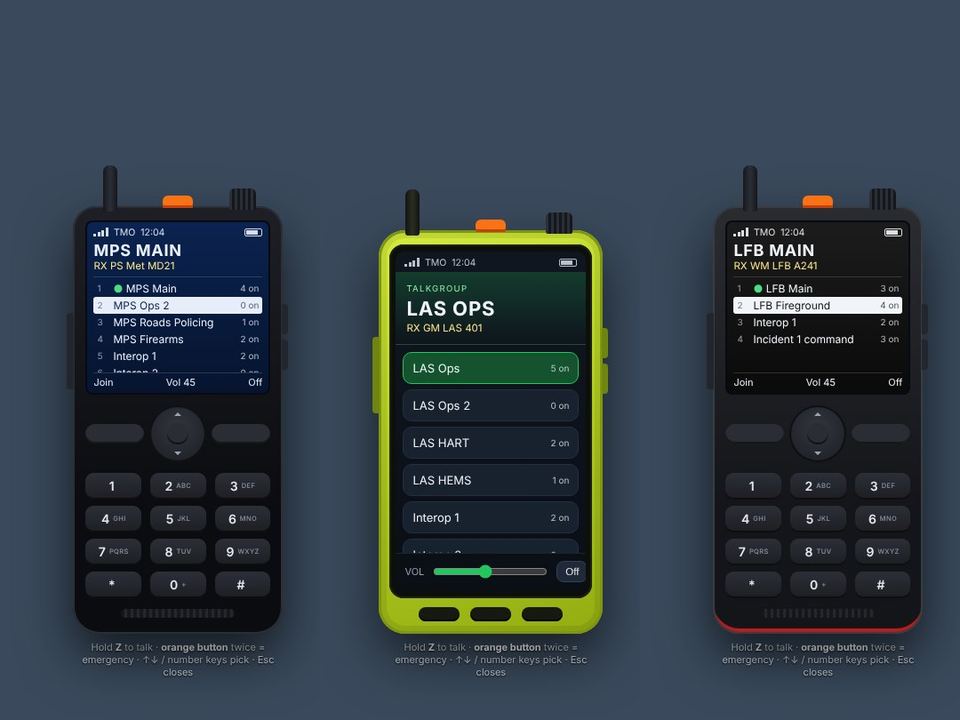 Met, LAS and LFB radio handsets